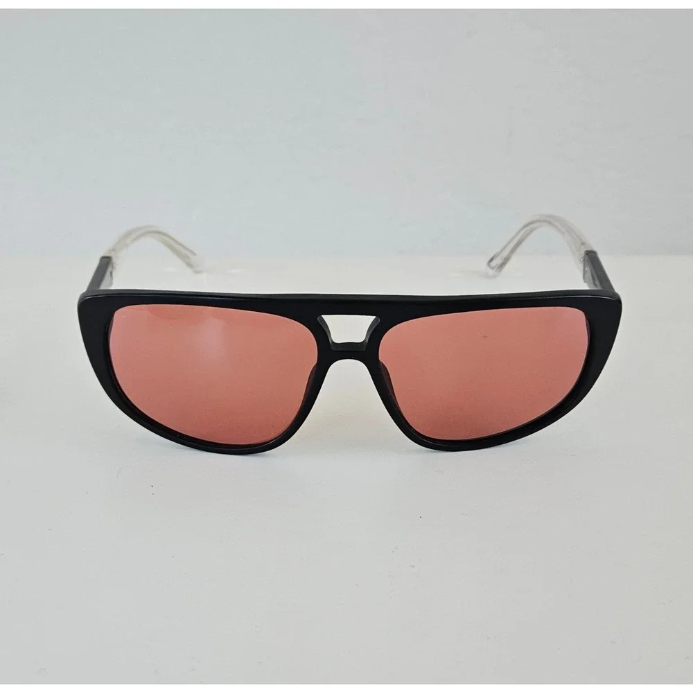 Diesel DL0300 02S Matte Black Flat Top Shield Sunglasses Pink Lens 59-14-140